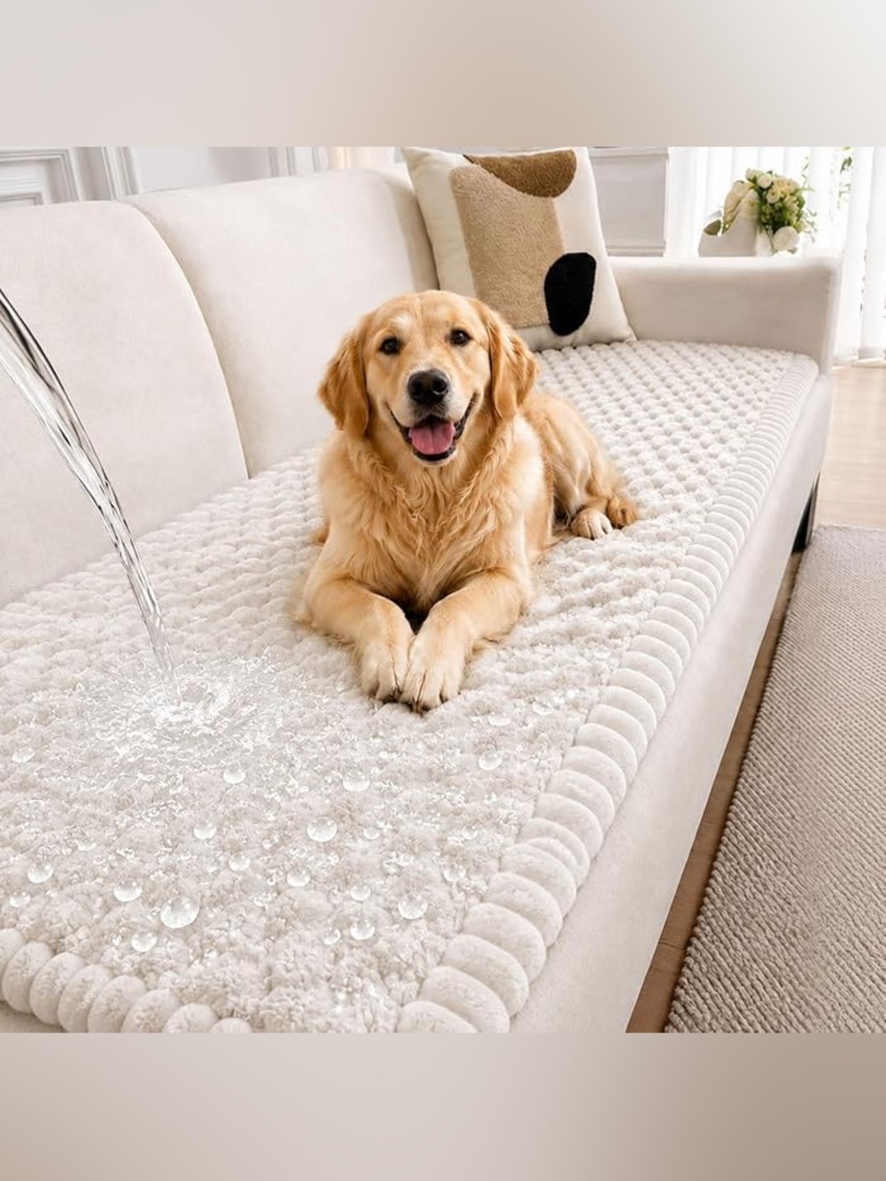 Couch Cover for Dogs with Non-Slip Sticks, Washable Sofa Protector for Pets